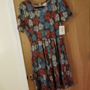 Red white and blue rose printed Amelia style dress